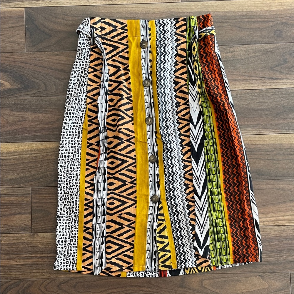 Live 4 Truth Yellow and Orange Patterned Midi Skirt
